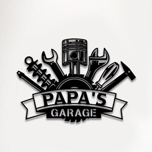 Benutzerdefinierte Metall Garage Zeichen, personalisierte Dads Garage Metall Wanddekoration, Mechaniker Werkstatt Zeichen, Garage Dekor, Schild für Garage, Geschenk für ihn