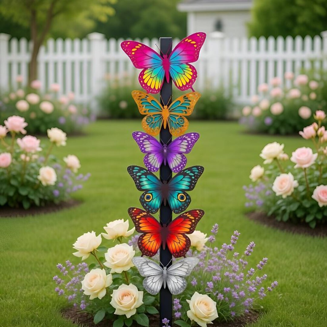 Colorful Butterfly Garden Decor Stake, Metal Butterfly Yard Art ...
