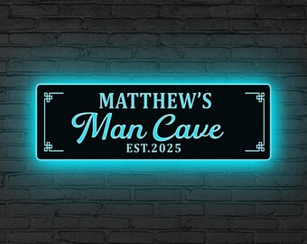 Custom Man Cave Metal Wall Art Led Light, Man Cave Sign, Gift for Him, Man Cave Decor, Boy Room Decor, Birthday Gift, Basement Bar Sign