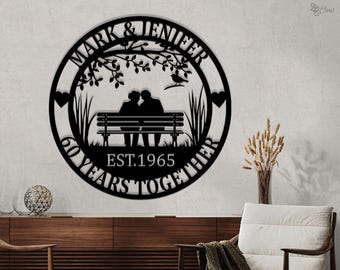 Letrero metálico personalizado para aniversario de bodas, decoración para parejas, 25.º aniversario, regalo de aniversario, para parejas.