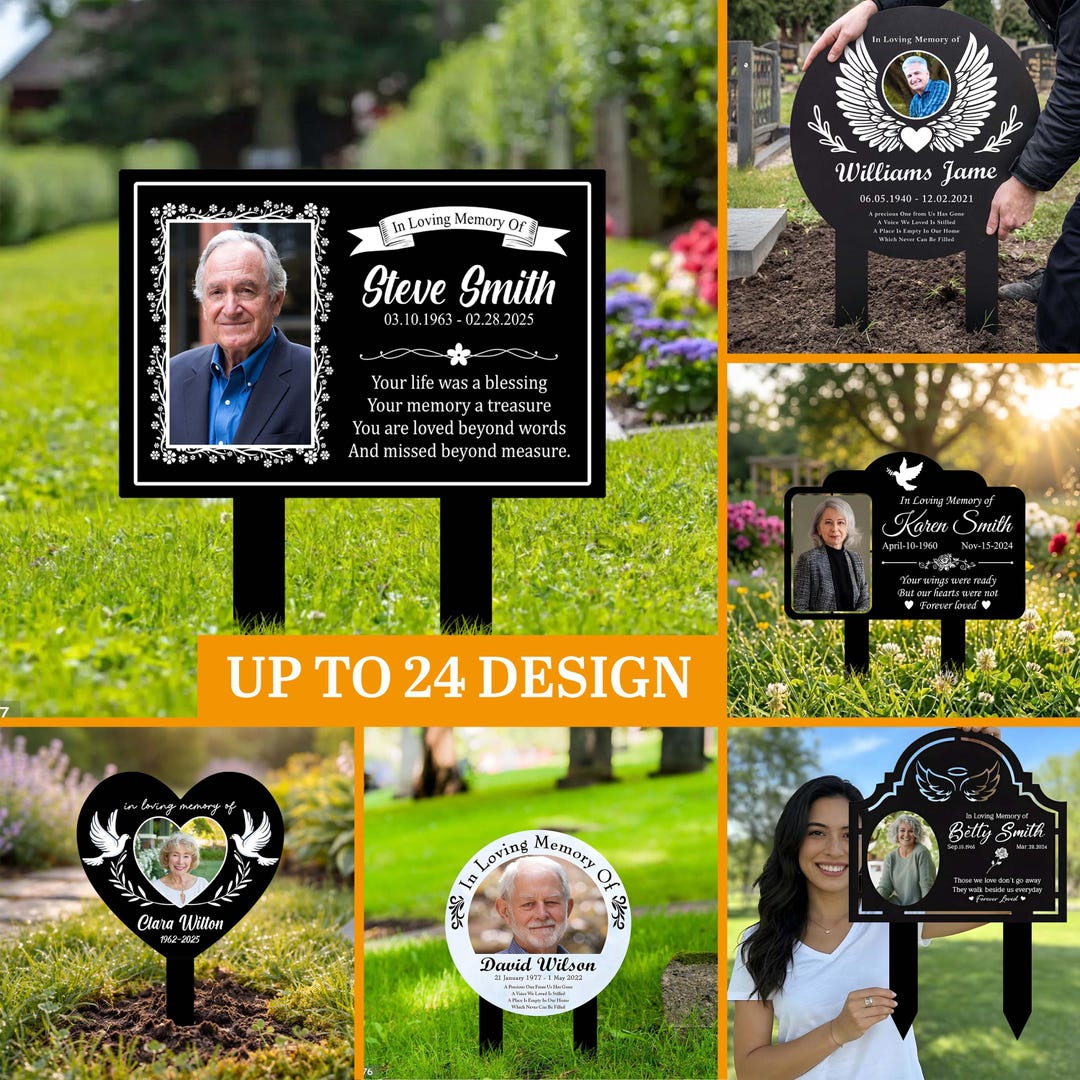 Custom Photo Memorial Garden Sign, Personalized Sympathy Gift, Outdoor ...