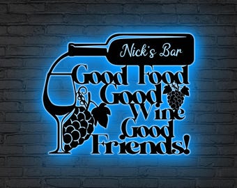 Custom Bar Sign Wine Bar LED Wall Decor for Home Pub, Wine Bar Decor, Home Bar Decor, Wine Lover Gift Man Cave Decor Birthday Gift for dad