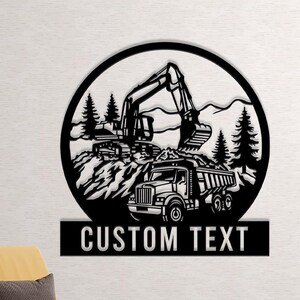 Personalized Excavator Driver Metal Sign, Custom Excavator Name Sign,Home Decor,Construction Sign,Birthday Gift,Gift for dad,Excavator Metal