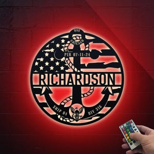 Personalisiertes Anker Metallschild, Custom Navy Boot Camp PIR / Graduierung Anker Metallschild, Geschenk für Marineveteranen, US Navy Schild, Vaterländische Wandkunst