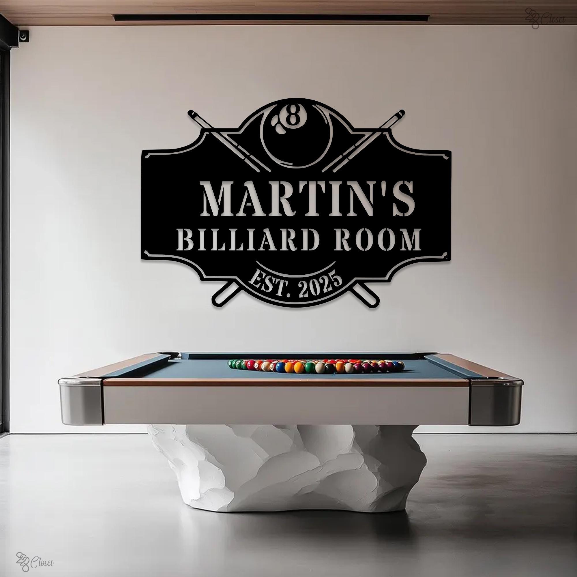 Metal Billiards Sign Personalized, Billiards Room Sign, Custom ...