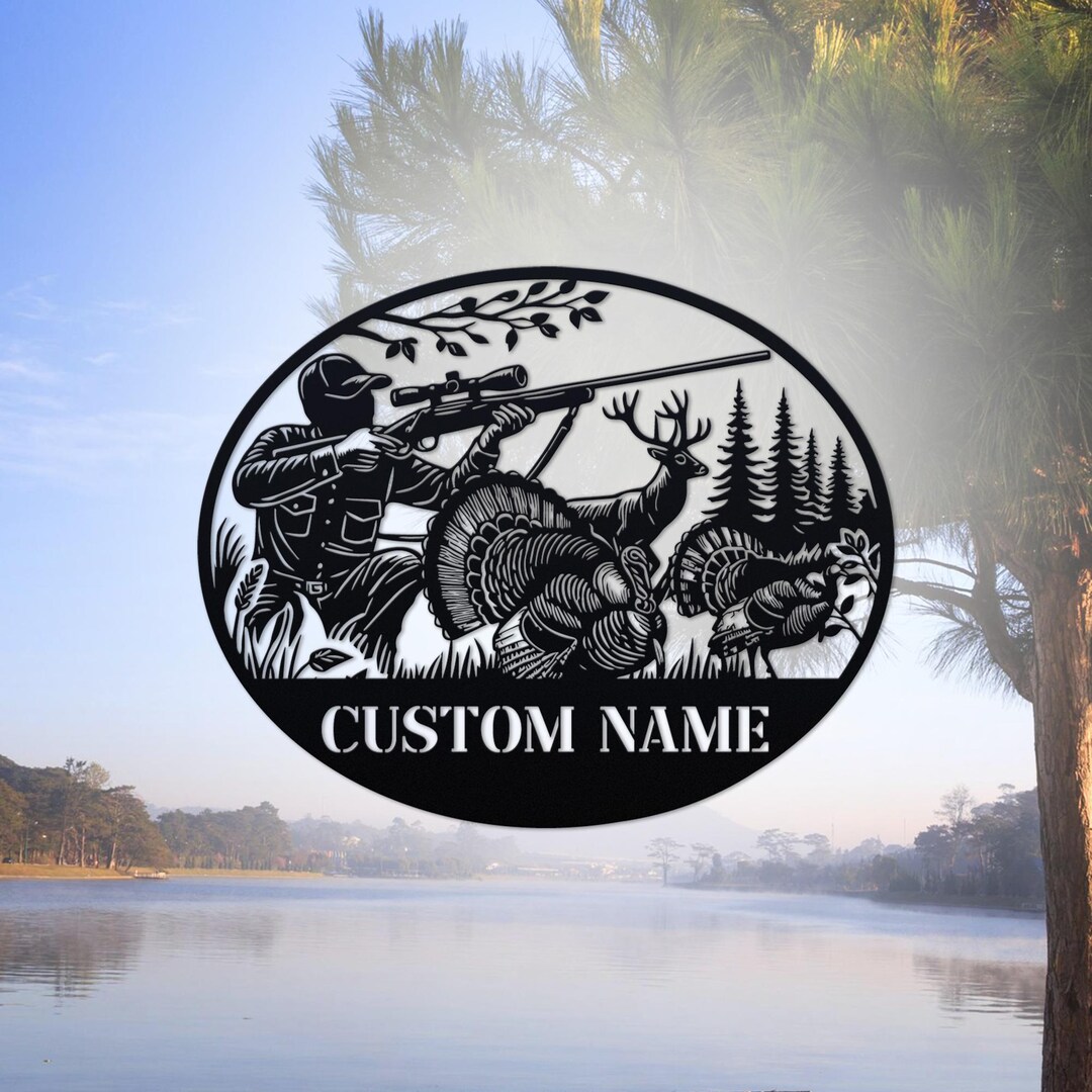 Custom Turkey Hunter Metal Wall Art, Personalized Turkey Hunter Name ...
