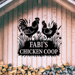 Custom Chicken Coop Sign, Rooster chicken decor, Custom farm sign, Coop name sign, Rooster & Hen Coop Sign, Gift for Farm,Barn Sign,Mom GIft