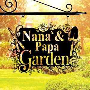 Personalized Metal Garden Sign with Flowers, Garden Metal Sign with Bird, Flower Garden Decor, Garden Wall, Outdoor Decor, Gardening Gift