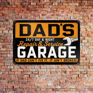 Letrero de taller personalizado para pared, regalo para papá, letrero de decoración de garaje, letrero de metal personalizado, letrero de taller, letrero para papá, decoración de garaje, regalo para el Día del Padre