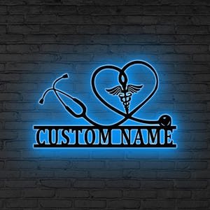 Personalized Medical Symbol Sign LED Light,Custom Caduceus Wall Art,Doctor Office Decor, Nurse Gift, Clinic Sign,Hospital Decor Doctor Gifts