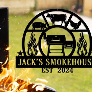 Personalisiertes Bestes Grillschild-Chef Raucher Koch Name Küche Wandkunst-Smokehouse Metallschild-Metall Hinterhof Wanddekoration-Bar Willkommensschild