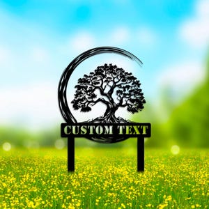 Custom Tree Memorial Plaque Marker, Metal Tree Garden Sign, Personalized Bonsai Tree Metal Garden sign, Yard Decor, Tree Garden Decor