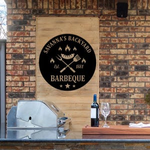 Custom BBQ Metal Sign, Personalized Grill Sign, Backyard Barbeque Decor, Backyard BBQ Sign Custom, Gift for grill master, Outdoor bbq sign