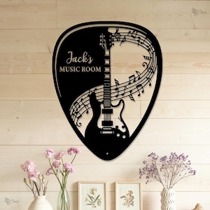 Electric Guitar Metal Wall Art,Electric Guitar Sign,Custom Guitarist Name Sign Music Room Decor, Guitarist Gifts Xmas Gift for Guitar Player