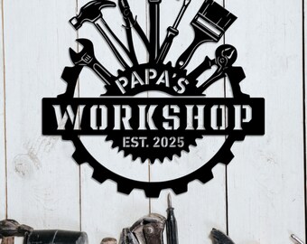 Aangepaste werkplaatsbord, aangepaste metalen garage, werkplaatsbord voor opa, cadeau voor handige vader, metalen werkplaatsbord, Vaderdagcadeau, cadeau voor vader