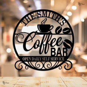 Custom Coffee Bar Sign Metal, Coffee Metal Sign, Kitchen Wall, Coffee Lover Gift, Coffee Bar Decor,Housewarming Gift, Gift for dad,Home sign