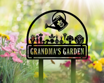 Plaque de jardin de grand-mère personnalisée, cadeau pour amateur de jardin, cadeau pour maman, art du jardin potager, décoration de jardin personnalisée en métal, cadeau jardin d'extérieur