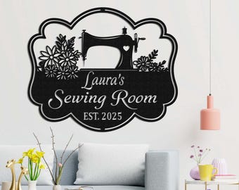 Personalized Sewing Metal Sign Wall Art, Custom Quilting Sign For Sewing room Decoration, Grandma Gift, Sewing Machine Sign, Gift For Her