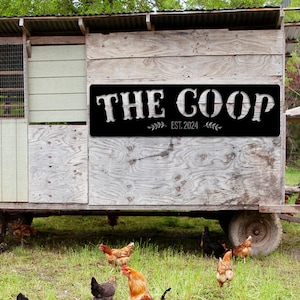 Personalized Hen House Sign Metal Sign, Custom Chicken Coop Sign Farm Metal, Metal Farm Sign, Chicken Coop Decor, Farm Decor, Gift for her