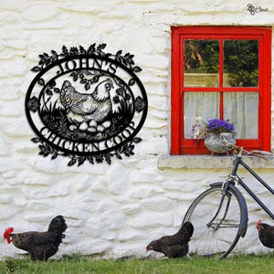 Custom Chicken Coop Sign, Personalized Metal Hen House Name, Farmhouse Chicken Coop Sign, Gift for farm, Backyard Chicken Coop Sign,Mom Gift