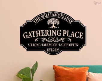 Personalized Gathering Place Sign, Custom Family Name Metal, Gift for family, Family Gathering Place Sign, Family gathering sign, Dad Gift