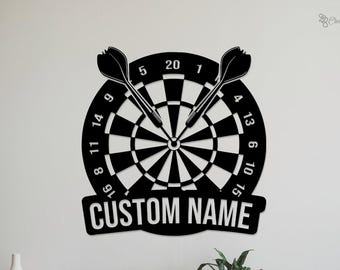 Gepersonaliseerde darts metalen bord, dartbord kunst aan de muur, game room decor, dartliefhebbers cadeau, kerstcadeau voor hem man cave decor, decor kinderkamer
