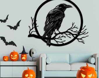 Raven Metal Wall Art, Halloween Crow Metal Wall Art,Crow Decor,Black Crow Art,House Decor,Halloween Raven Decor,Halloween Decor,Gift for him