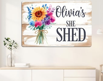 Personalized She Shed Metal Sign, Custom Woman's She Shed Sign, She Shed Gift, Shed Decor, Garden Decor, Home Gift, Gift for mom, Home Gift