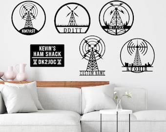 Custom Ham Radio Sign, Decor for Radio Operator, Ham Shack Metal, Gift for dad,Ham shack sign,Radio operator gift,Personalized Amateur Radio