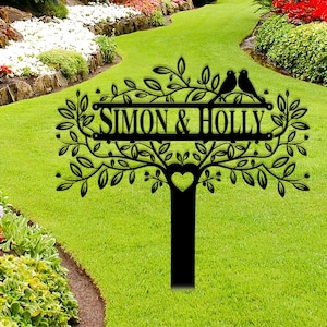 Personalized Memorial Tree Sign With Stake, Custom Tree Metal Garden Marker, Tree Garden Sign,Tree Plaque Marker,Metal Name Plate,Tree Decor