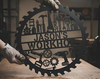 Custom Shop Sign Personalized Metal Garage Wall Art Metal Workshop Sign