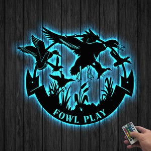 Personalized Duck Hunting Metal Wall Led Light, Duck Hunting Sign, Duck Hunter Gift, Hunter Gift, Man Cave Sign, Birthday Gift, Gift for Him