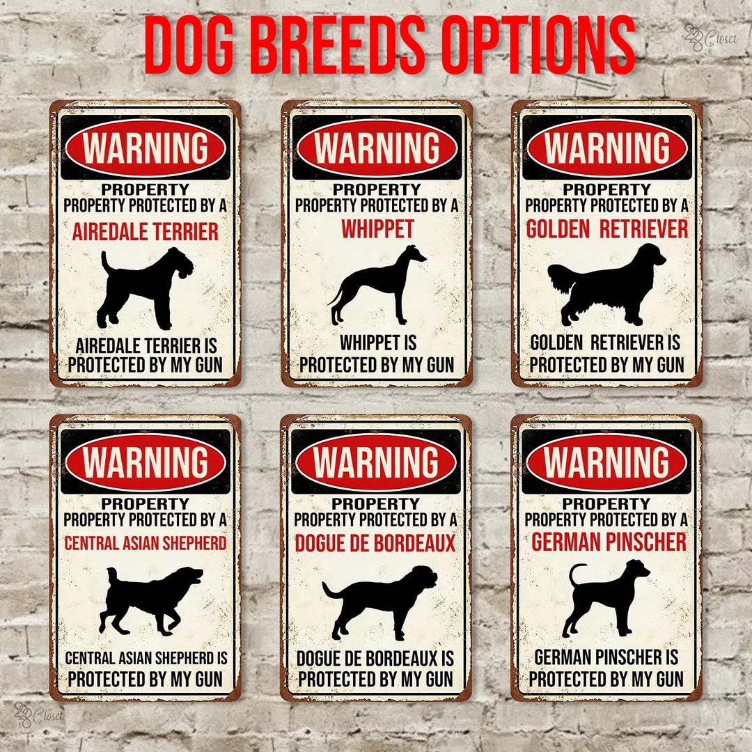 Dog Block Sign Personalized Beware of Dog Sign: Custom Aluminum Sign With 94 Breeds ...