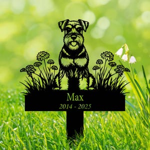 Personalized Miniature Schnauzer Dog Metal Memorial Garden Stake Remembrance Stake Decor Sympathy Dog Loss Custom Pet Grave Marker Name Sign