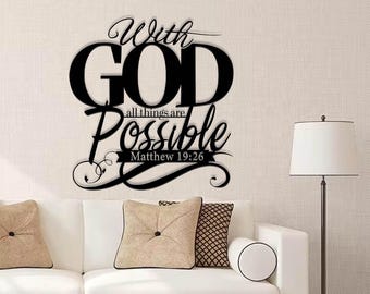 Mit Gott sind alle Dinge möglich Wandschild, christliche Hauswand, Bibel-Vers-Zeichen, Geschenk für Zuhause, Inspirationsschild, Hauptdekor, Geschenk für Papa