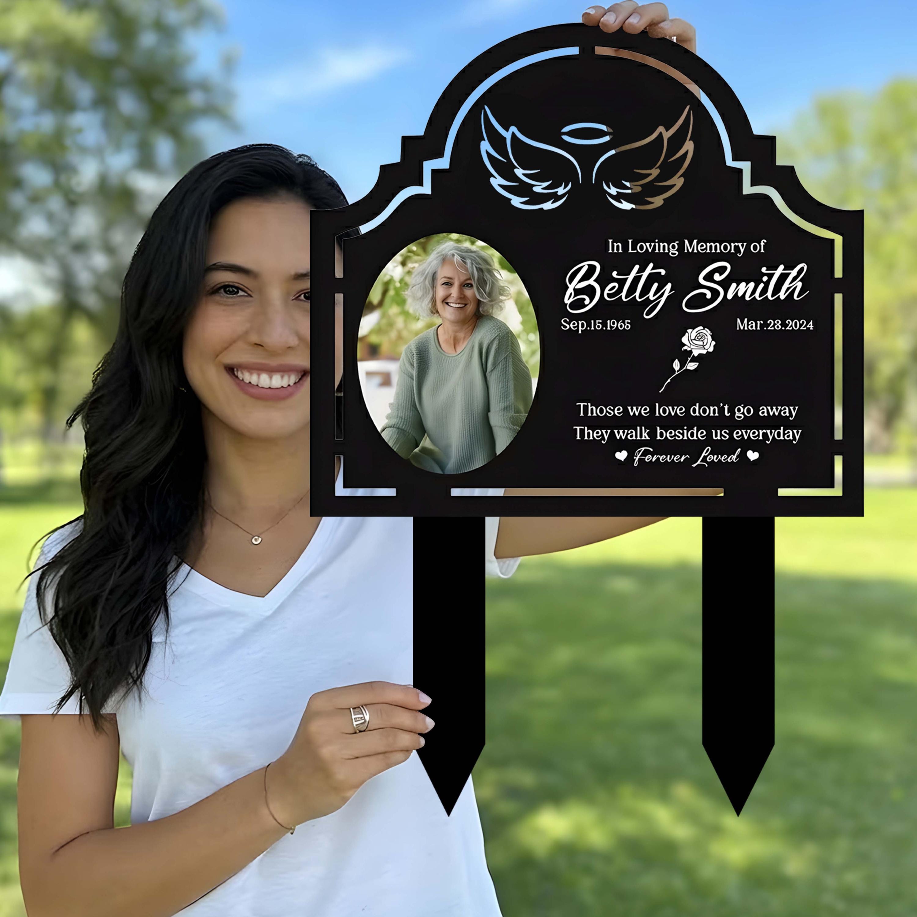 Custom Photo Memorial Garden Sign, Personalized Sympathy Gift, Outdoor ...