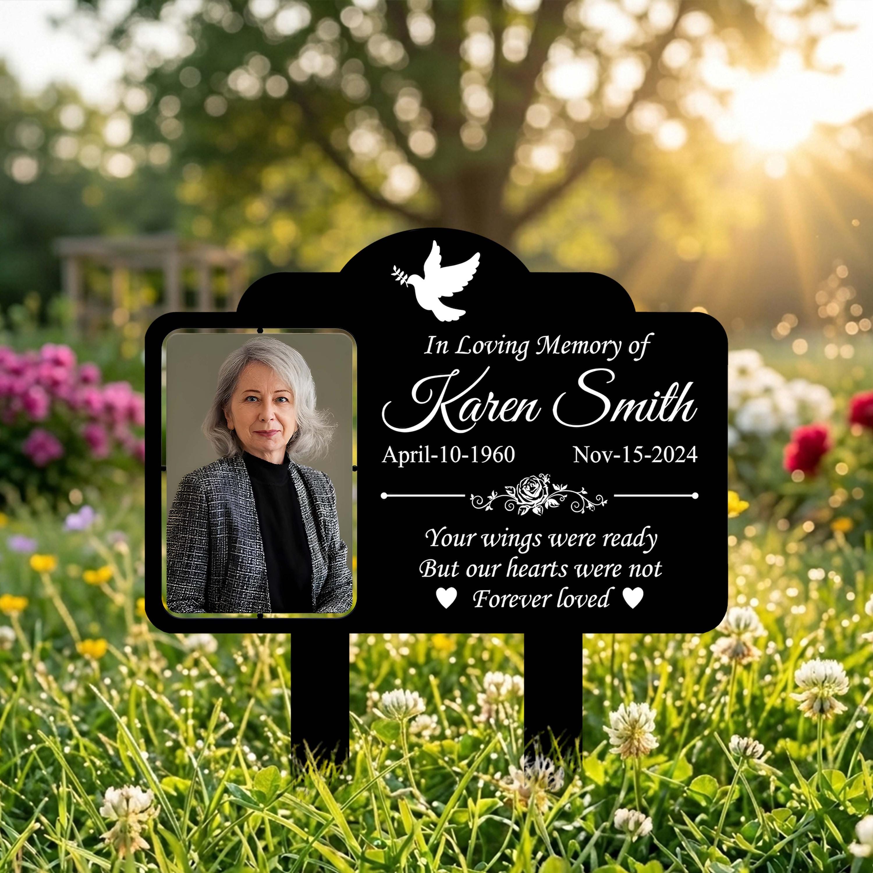 Custom Photo Memorial Garden Sign, Personalized Sympathy Gift, Outdoor ...