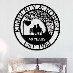 Personalized 40th Anniversary Gift for Parents, 40 Years Anniversary Sign, Ruby Anniversary Gift Wedding Decor Gift Couple Anniversary Metal