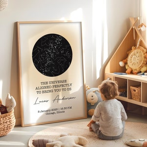 Personalisierte Baby Sternenkarte - Himmel bei der Geburt Design, Babys Geburtshimmel - Benutzerdefinierte Sternenkarte Design, Neugeborene Sternennacht - Personalisierte Himmelskarte