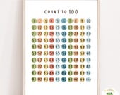 Count to 100 Poster: Colorful Numbers Chart, Kids Learning (Digital Download)