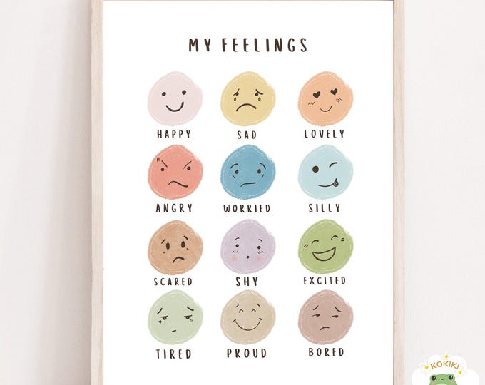 Kids' Feelings Chart,emotional Learning Poster , My Feelings Wall Art ...