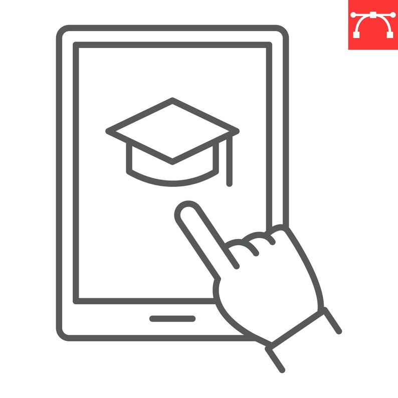 Online Education Line Icons Set, E-learning Vector Icons, Distance ...