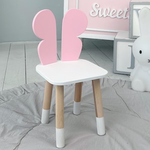Toddler Pink Butterfly Chair Baby Chair Wooden Stool Children&#39;s Armchair 3 Year Old Girl Nursery Bedroom Chair Gift for Kids Birthday
