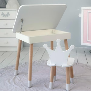 Montessori Furniture, Birthday Gift, Baby Room, White, Wooden Furniture, Kids Table, Handmade