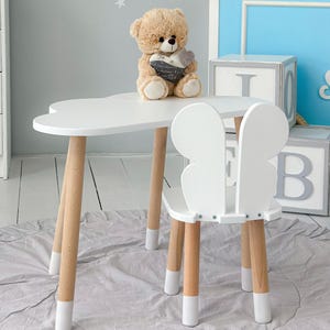 White Wooden Table - Handmade Montessori Kids Furniture, Stylish Kids Chair for Kids Room, Perfect Gifts for Kids