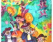 Klezmers Come to Town, blank greeting card