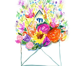 Chai Notes: Floral Greeting Cards (5x7 A7 Size) 3 cards