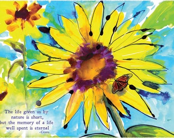 Jewish Sympathy Card: Sunflowers and Butterflies