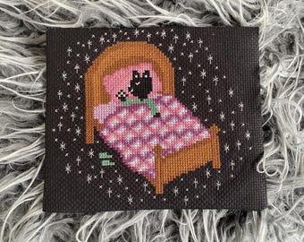 Starry night for a sleepy girl cross stitch pattern PDF