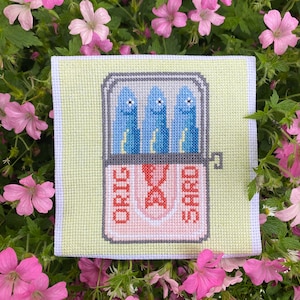Sardines in a can cross stitch PDF pattern